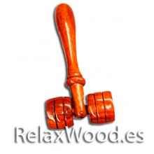 Short handle facial roller for wood therapy treatment